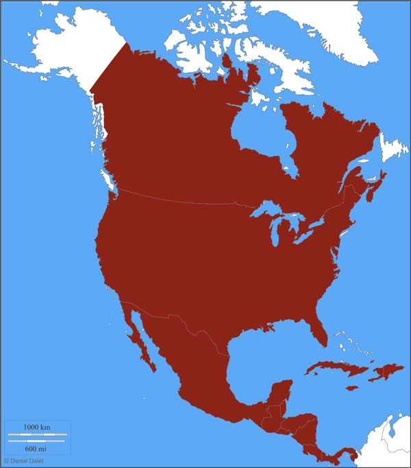 carte d'Amérique du Nord et centrale des vautours