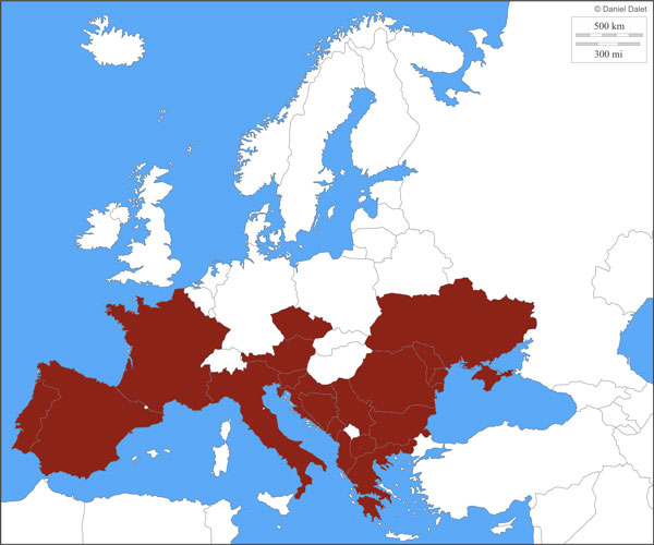 carte d'Europe des vautours